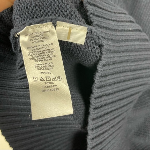 Y2K 90s Off The Shoulder Navy Blue Sweater - Picture 6 of 6